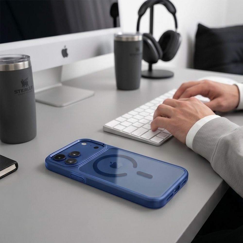 Tech-Protect Magmat Magsafe CC-etui til iPhone 17 Pro Max / 18 Pro Max – gennemsigtig marineblå