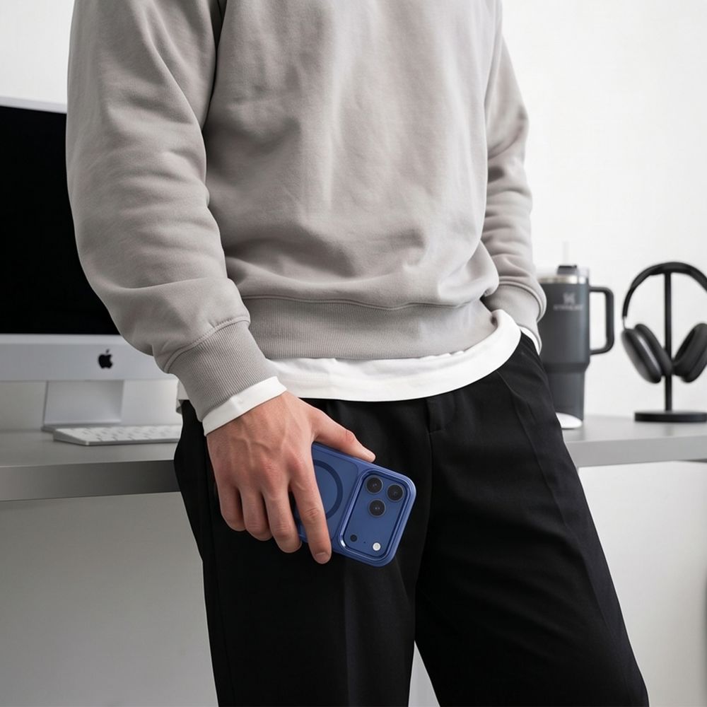 Tech-Protect Magmat Magsafe CC-etui til iPhone 17 Pro Max / 18 Pro Max – gennemsigtig marineblå