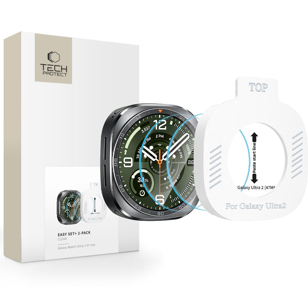 Tech-Protect Easy Set+ 2-pak hærdet glas til Samsung Galaxy Watch Ultra 47 mm