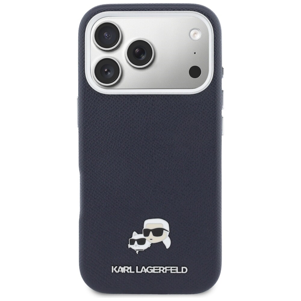 Karl Lagerfeld Karl & Choupette-nåle Saffiano MagSafe-etui til iPhone 17 Pro Max – Blå