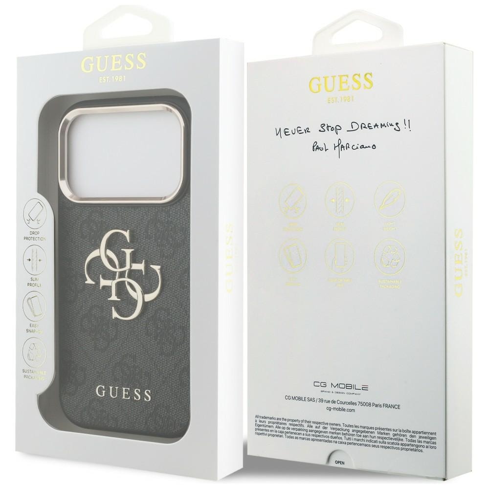 Guess 4G Big 4G Classic Logo-etui til iPhone 17 Pro / 18 Pro – Sort og guld