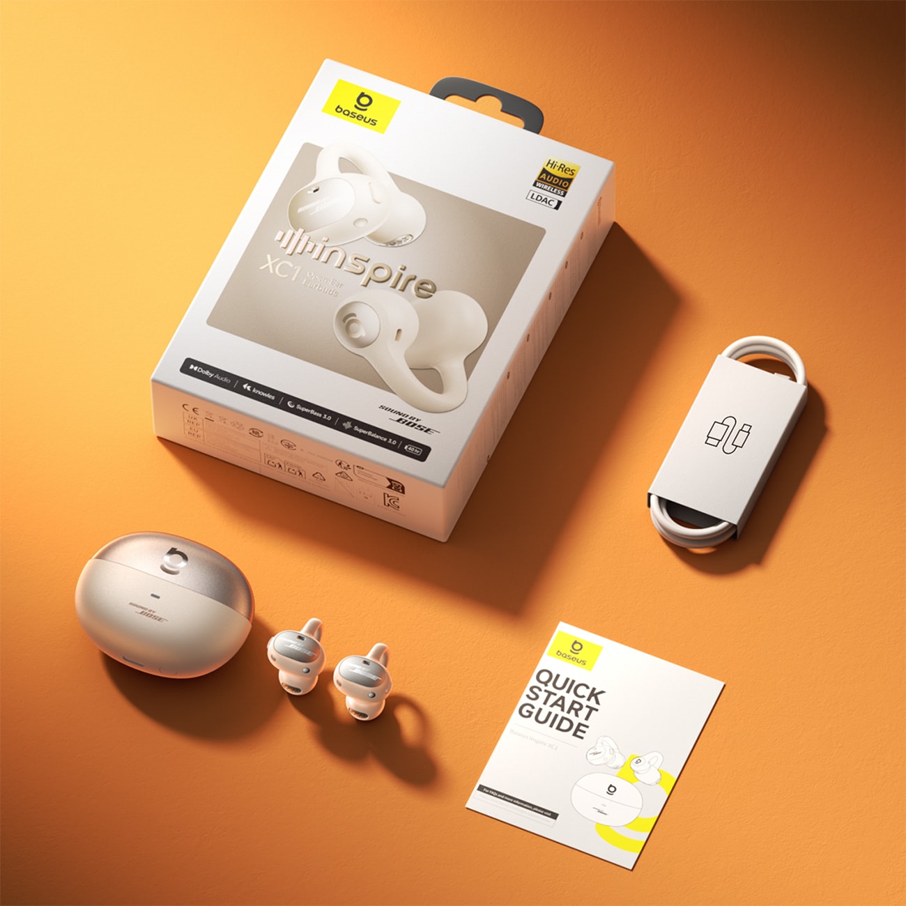 Baseus Inspire XC1 trådløse hovedtelefoner med lyd fra Bose og Dolby Audio i farven Milky Way