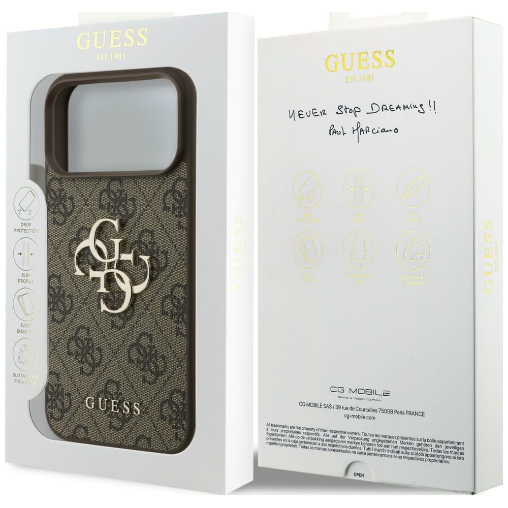 Guess 4G Big Logo-etui til iPhone 17 Pro / 18 Pro – Brun