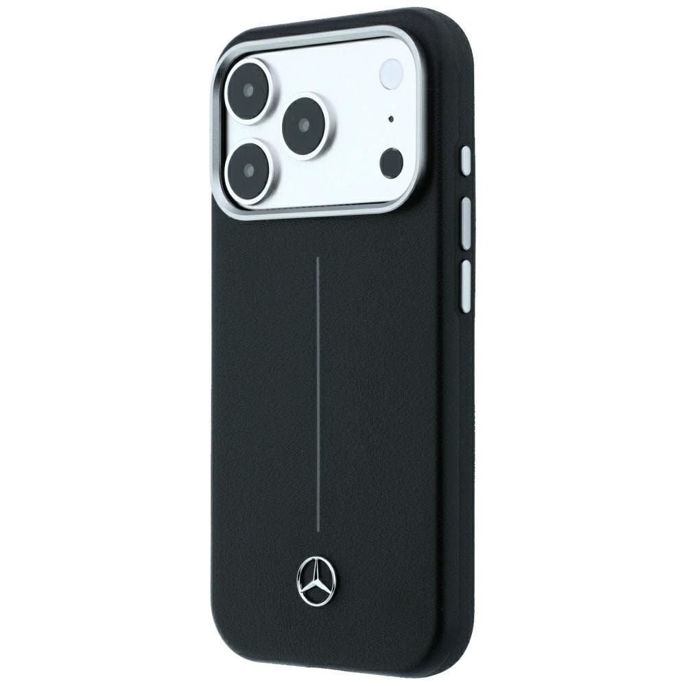 Mercedes læderetui delvis omslutning, Iconic Line m. MagSafe til iPhone 18/17 Pro Max – Sort