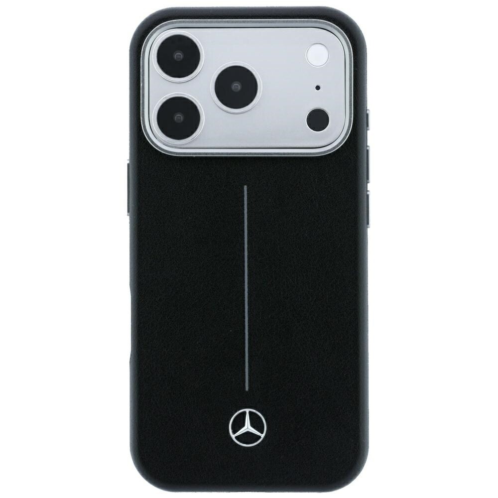 Mercedes læderetui delvis omslutning, Iconic Line m. MagSafe til iPhone 18/17 Pro Max – Sort