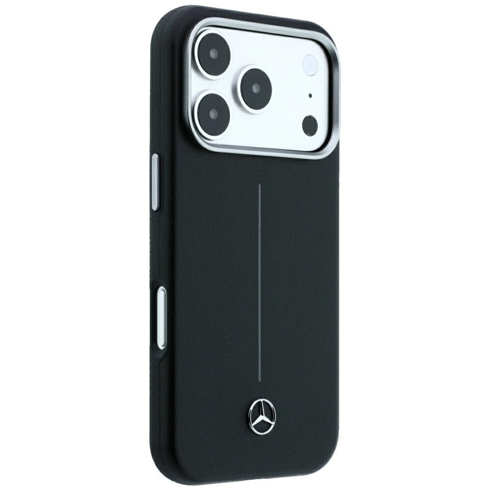 Mercedes læderetui delvis omslutning, Iconic Line m. MagSafe til iPhone 18/17 Pro Max – Sort