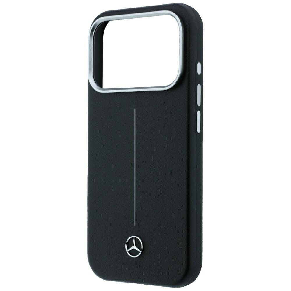 Mercedes læderetui delvis omslutning, Iconic Line m. MagSafe til iPhone 18/17 Pro Max – Sort