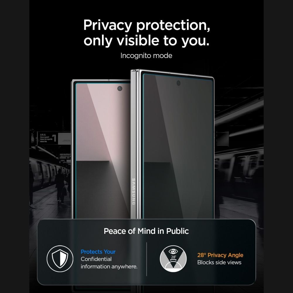 Spigen Glas.tR EZ Fit Pro HD Privacy – 2-pak hærdet glas til Samsung Galaxy Z Fold 7/8 Ultra