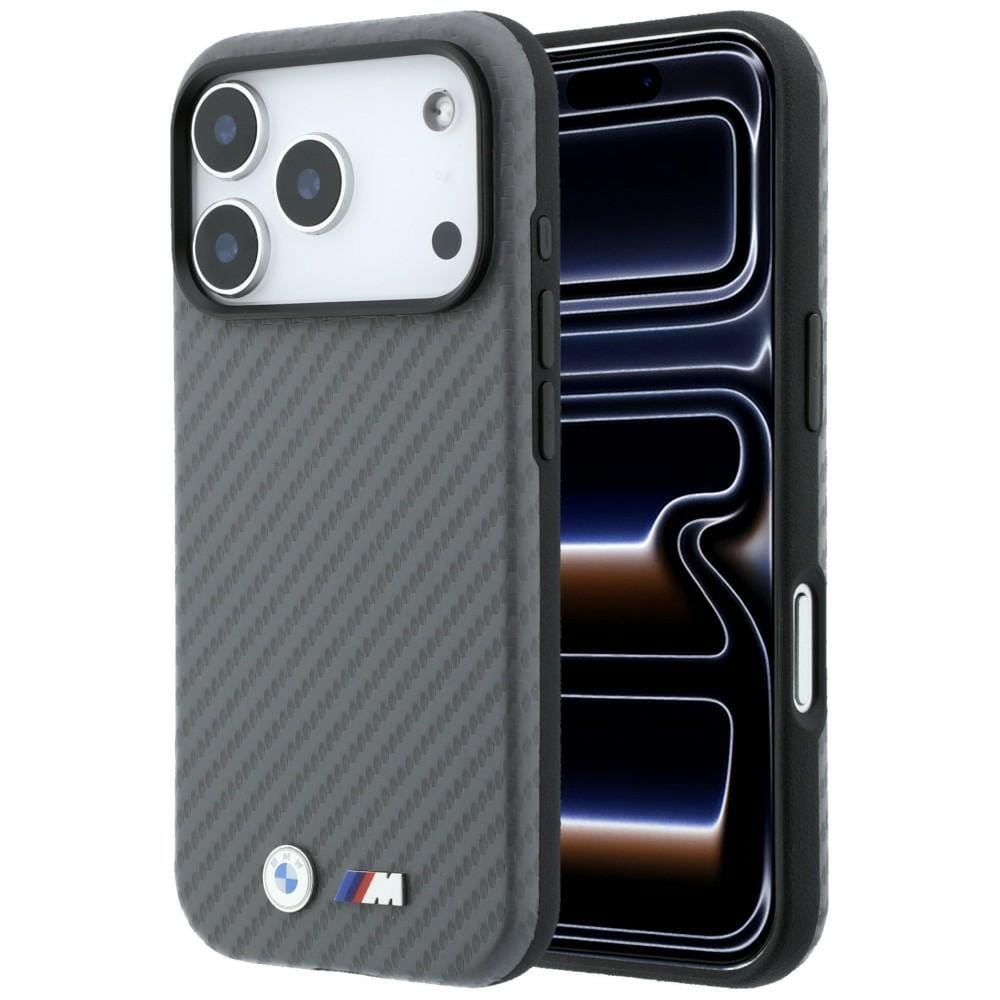 BMW M Carbon Metal-logo MagSafe-etui til iPhone 17 Pro / 18 Pro – Grå