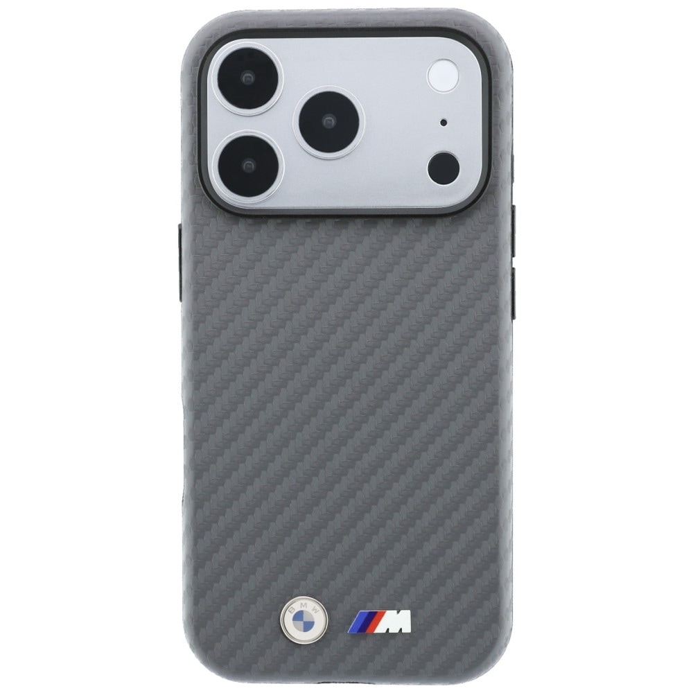 BMW M Carbon Metal-logo MagSafe-etui til iPhone 17 Pro / 18 Pro – Grå