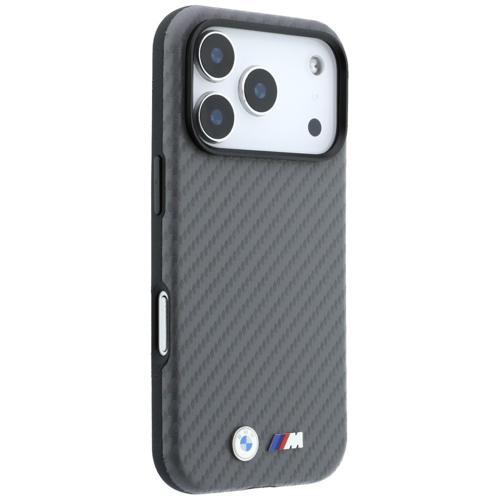 BMW M Carbon Metal-logo MagSafe-etui til iPhone 17 Pro / 18 Pro – Grå