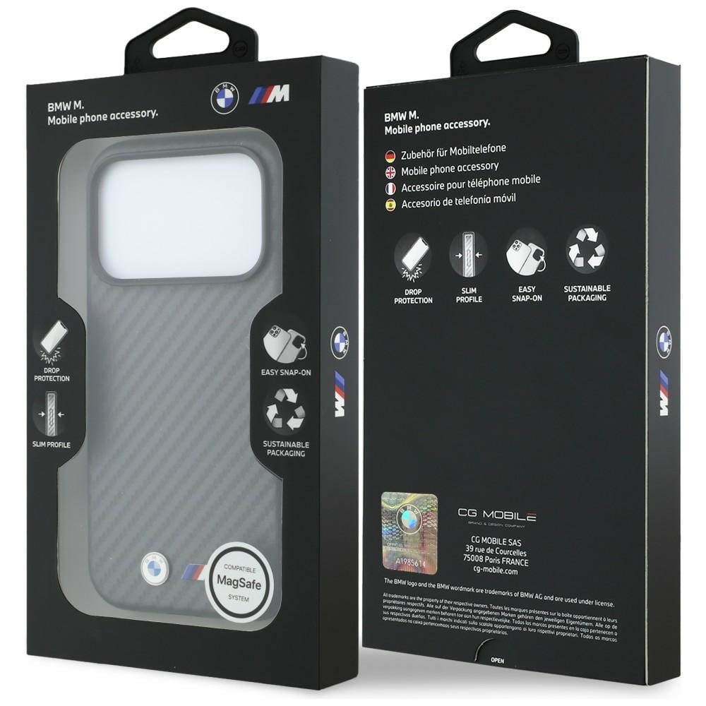 BMW M Carbon Metal-logo MagSafe-etui til iPhone 17 Pro / 18 Pro – Grå