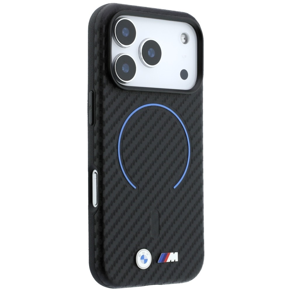 BMW M MagSafe-etui med kulfiberprint til iPhone 17 Pro / 18 Pro – Sort