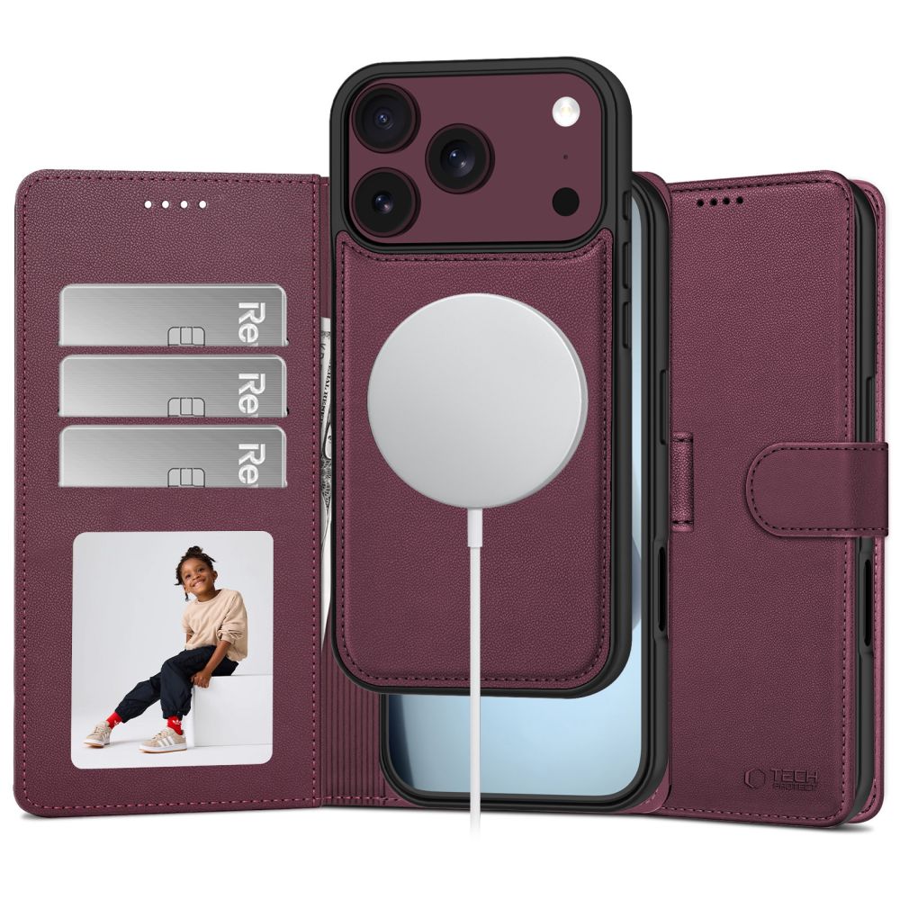 Tech-Protect Wallet MagSafe-etui til iPhone 17 Pro Max / 18 Pro Max – burgunder
