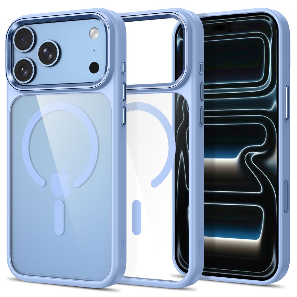 Tech-Protect Magmat Magsafe CC-etui til iPhone 17 Pro Max / 18 Pro Max – gennemsigtig lyseblå