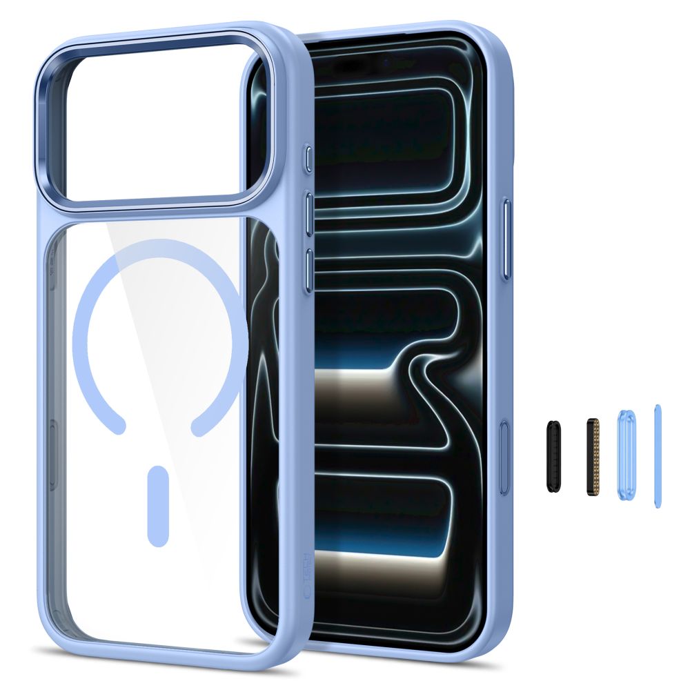 Tech-Protect Magmat Magsafe CC-etui til iPhone 17 Pro Max / 18 Pro Max – gennemsigtig lyseblå