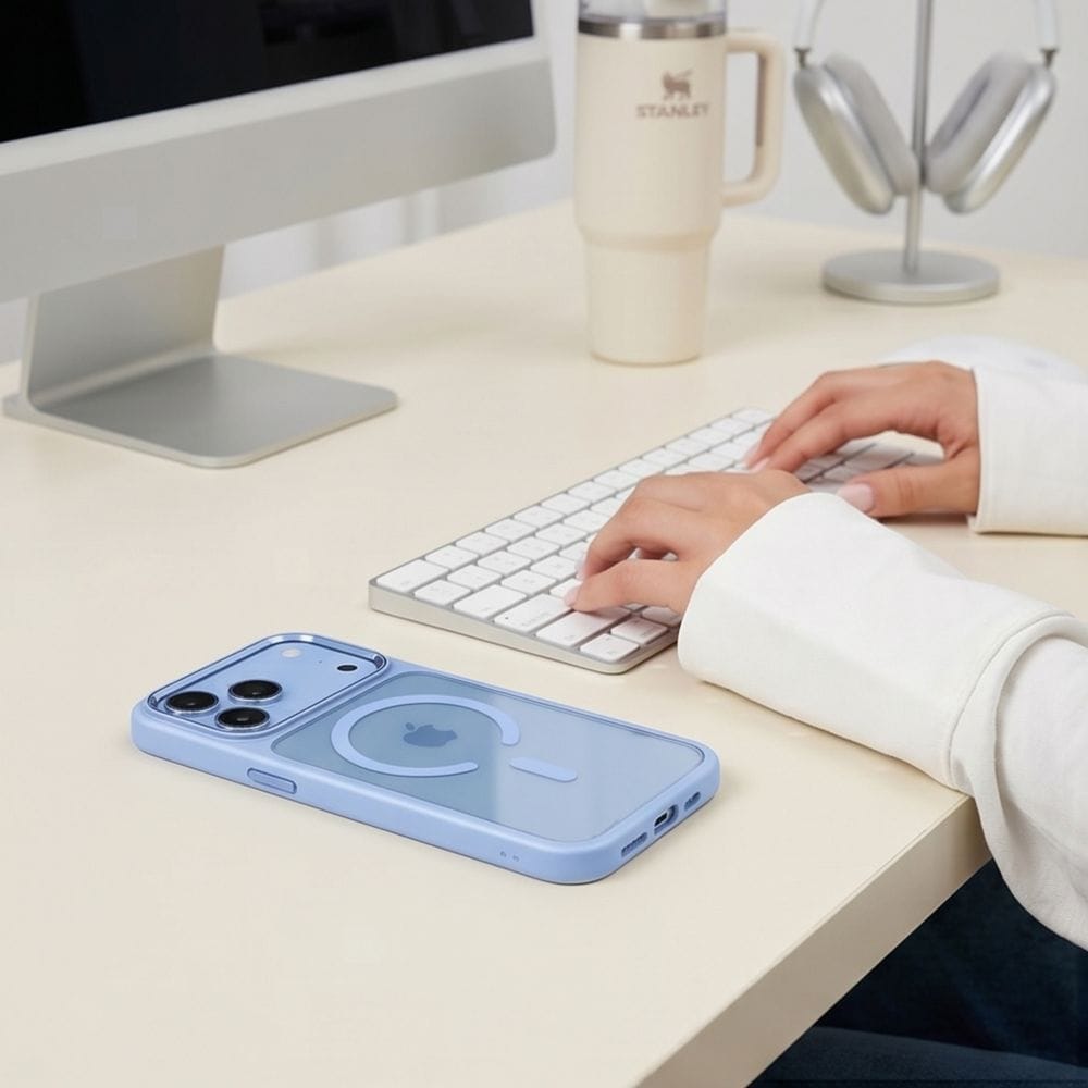 Tech-Protect Magmat Magsafe CC-etui til iPhone 17 Pro Max / 18 Pro Max – gennemsigtig lyseblå