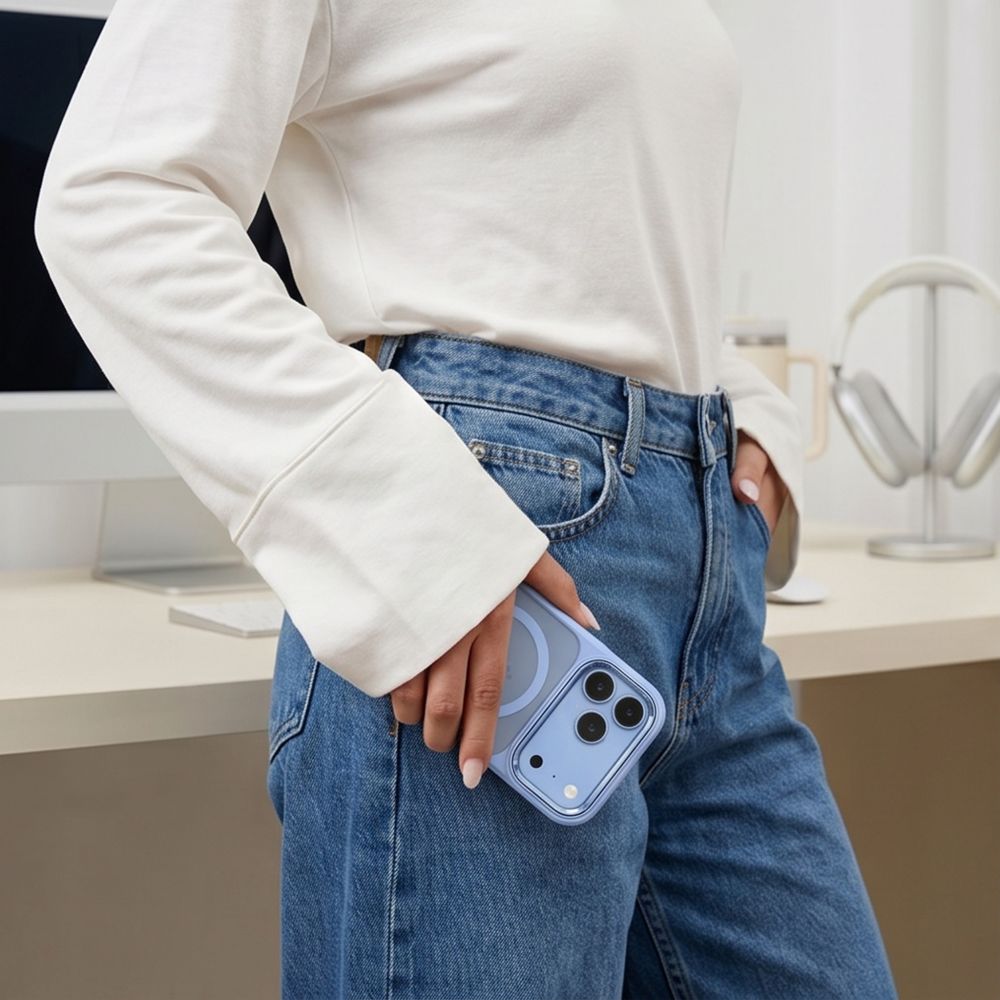 Tech-Protect Magmat Magsafe CC-etui til iPhone 17 Pro Max / 18 Pro Max – gennemsigtig lyseblå