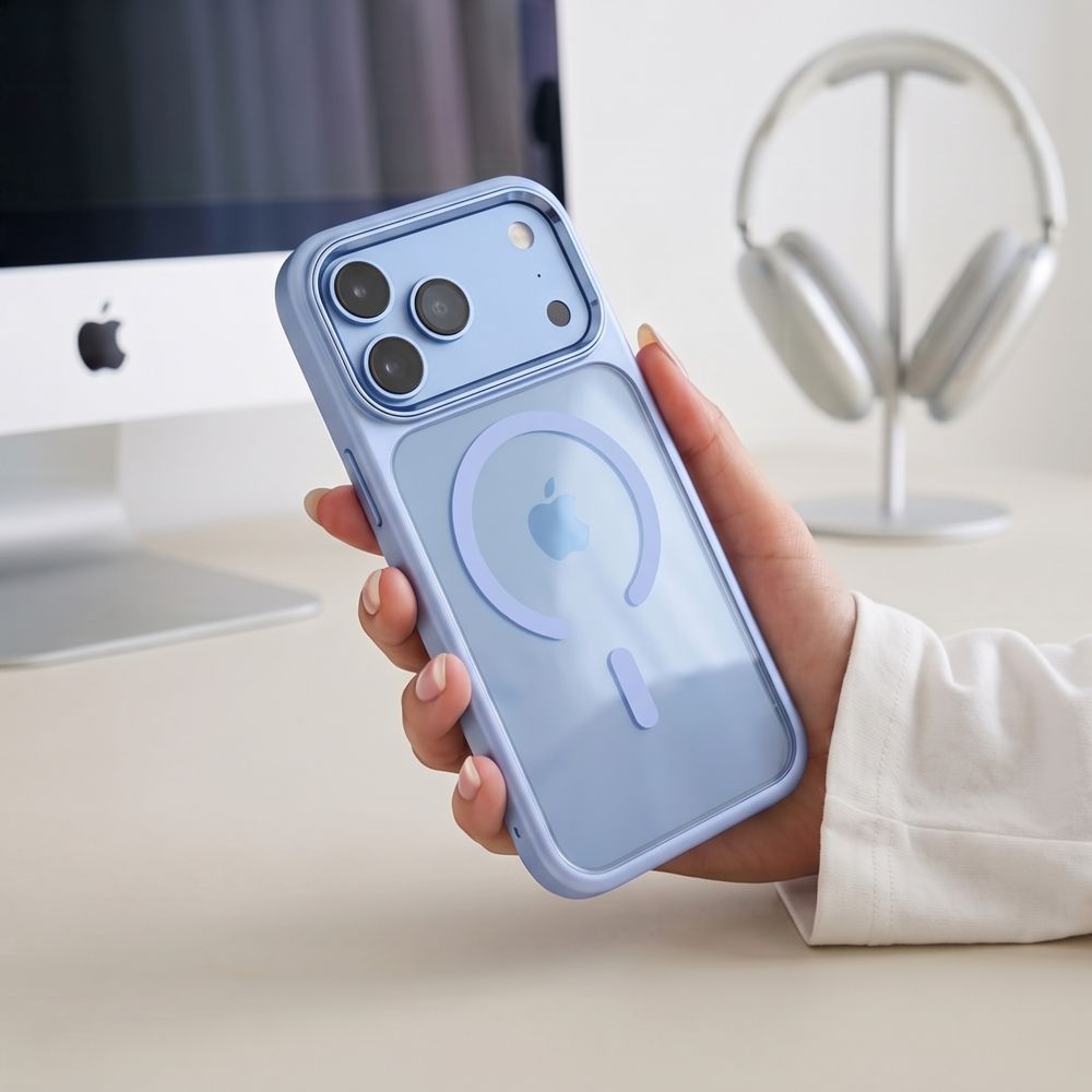Tech-Protect Magmat Magsafe CC-etui til iPhone 17 Pro Max / 18 Pro Max – gennemsigtig lyseblå