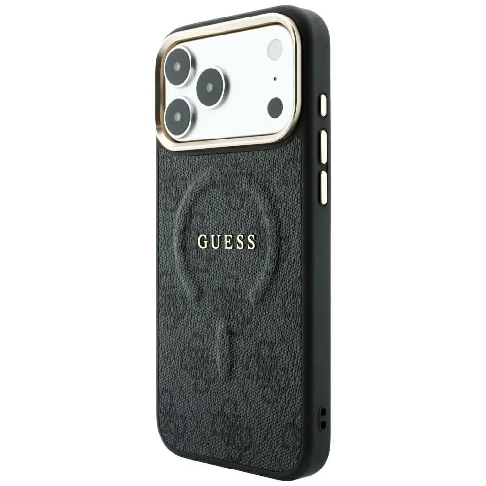 Guess præget 4G Classic MagSafe-etui til iPhone 17 Pro / 18 Pro – Sort