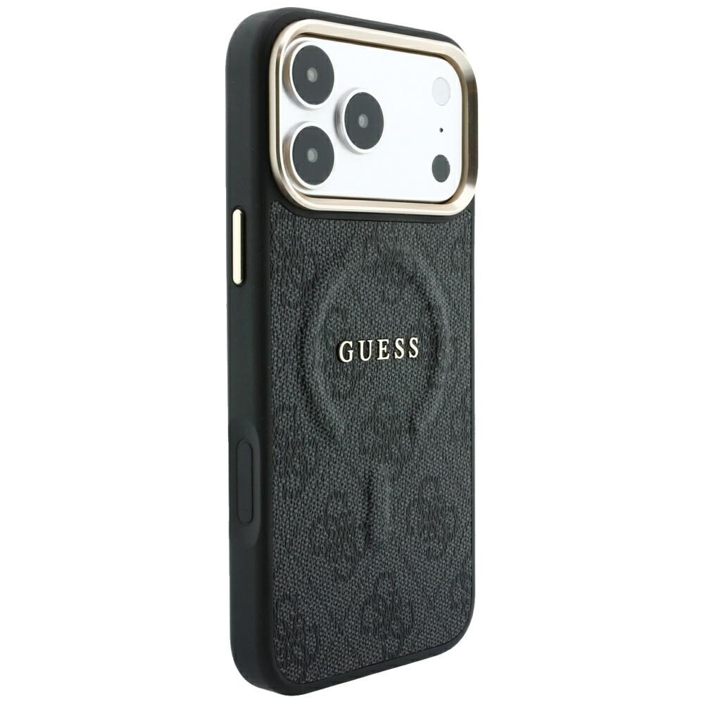 Guess præget 4G Classic MagSafe-etui til iPhone 17 Pro / 18 Pro – Sort