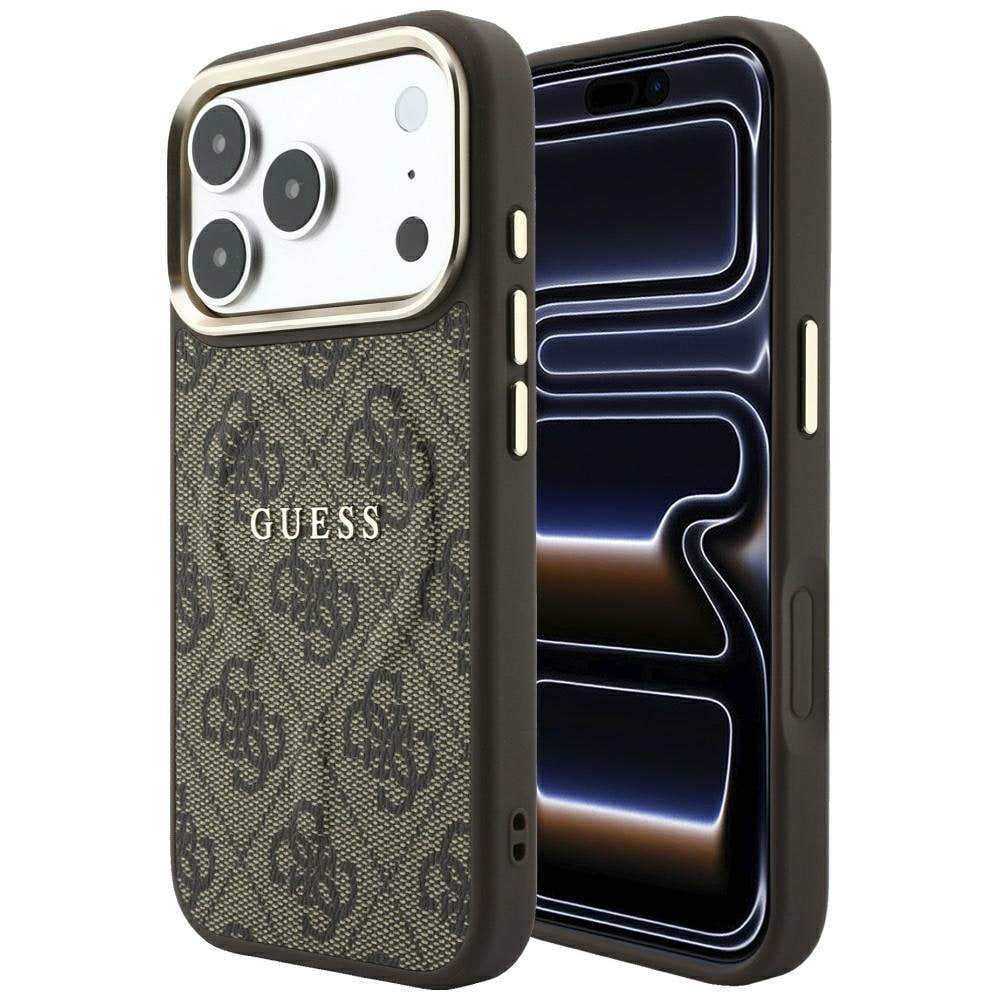 Guess præget 4G Classic MagSafe-etui til iPhone 17 Pro Max / 18 Pro Max – brun