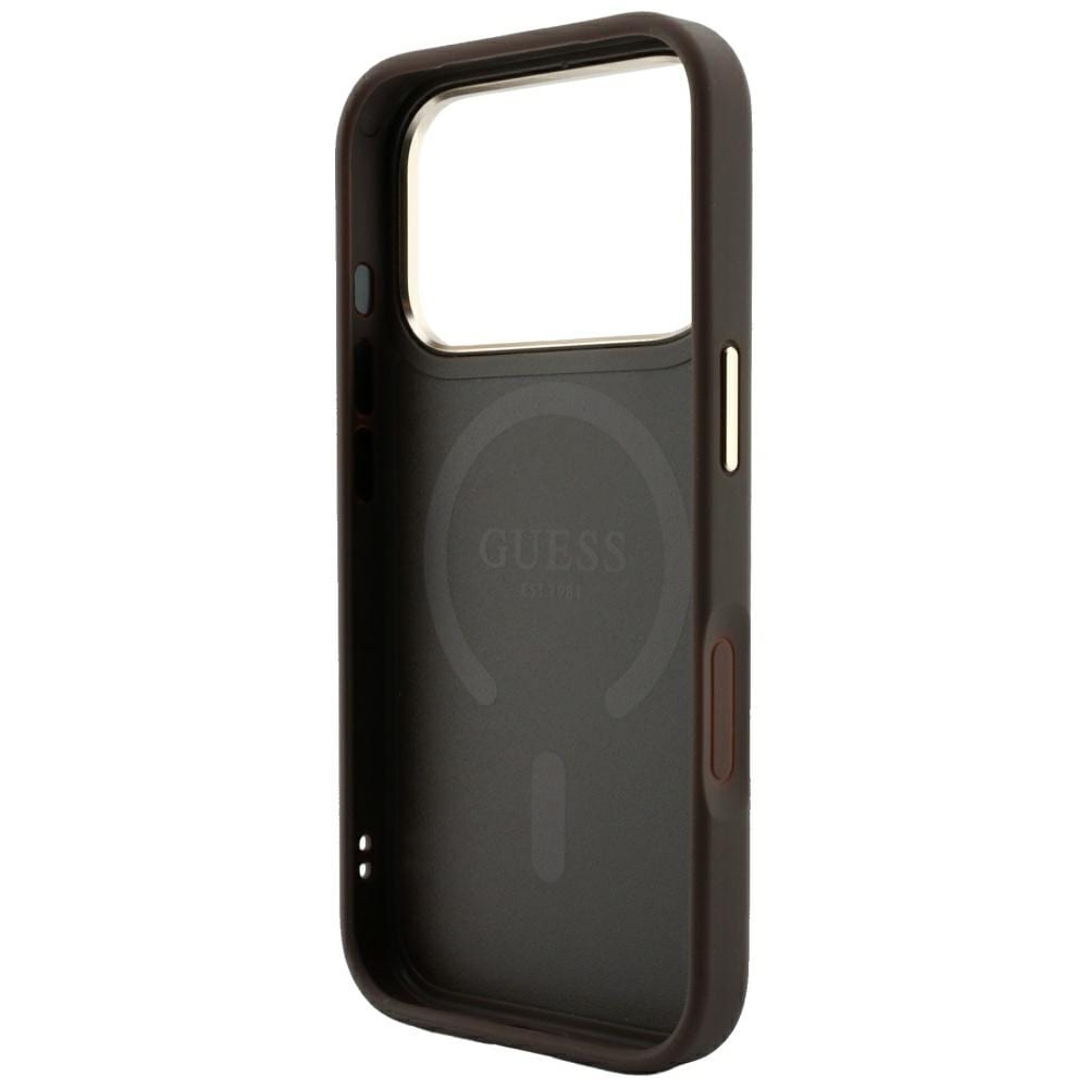 Guess præget 4G Classic MagSafe-etui til iPhone 17 Pro Max / 18 Pro Max – brun