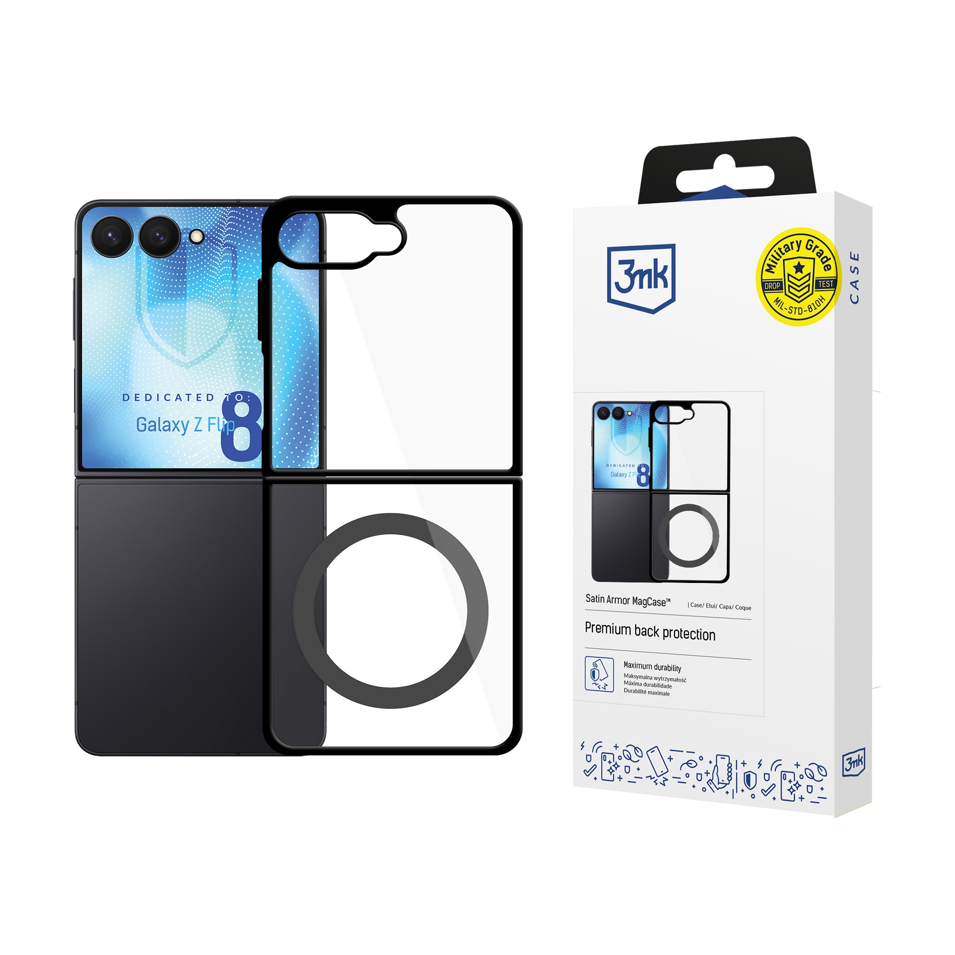 3mk Satin Armor Case+ Flip til Samsung Galaxy Z Flip 8 – gennemsigtig