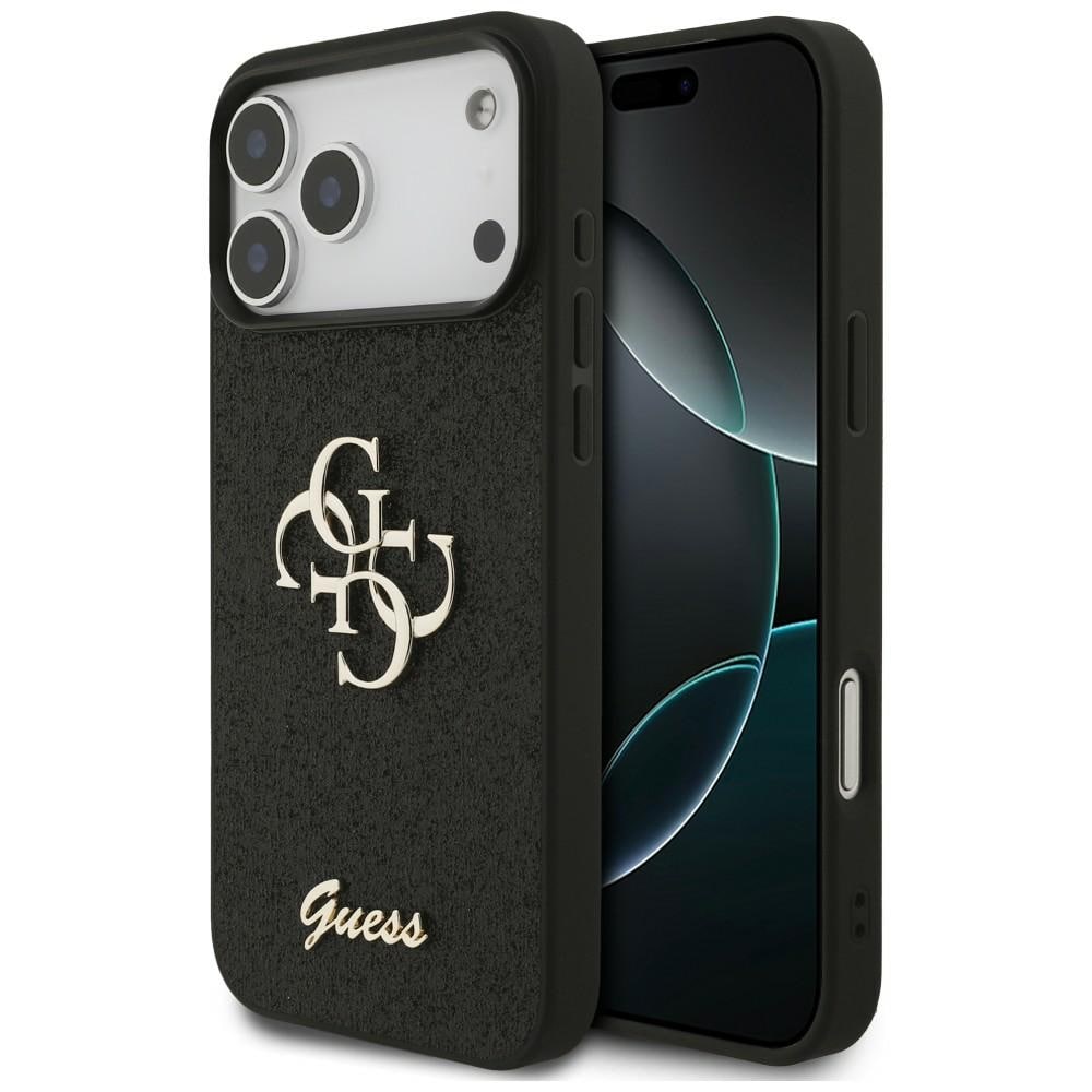 Guess Fixed Glitter Big 4G-etui til iPhone 17 Pro Max / 18 Pro Max – Sort