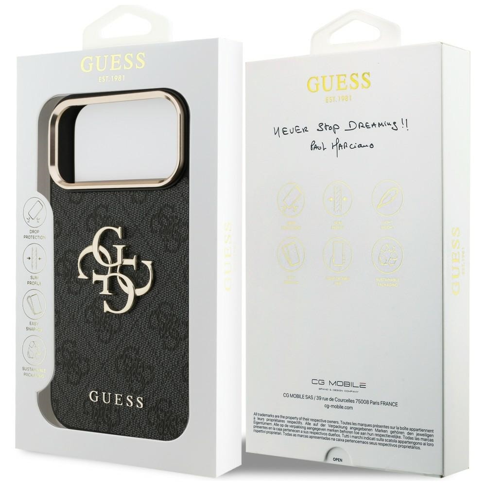 Guess 4G Big 4G Classic Logo-etui til iPhone 17 Pro Max / 18 Pro Max – sort og guld