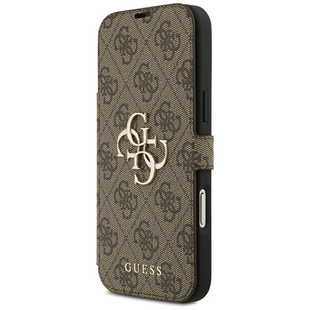 Guess Book 4G metal-logo-etui til iPhone 18 Pro Max / 17 Pro Max – brun