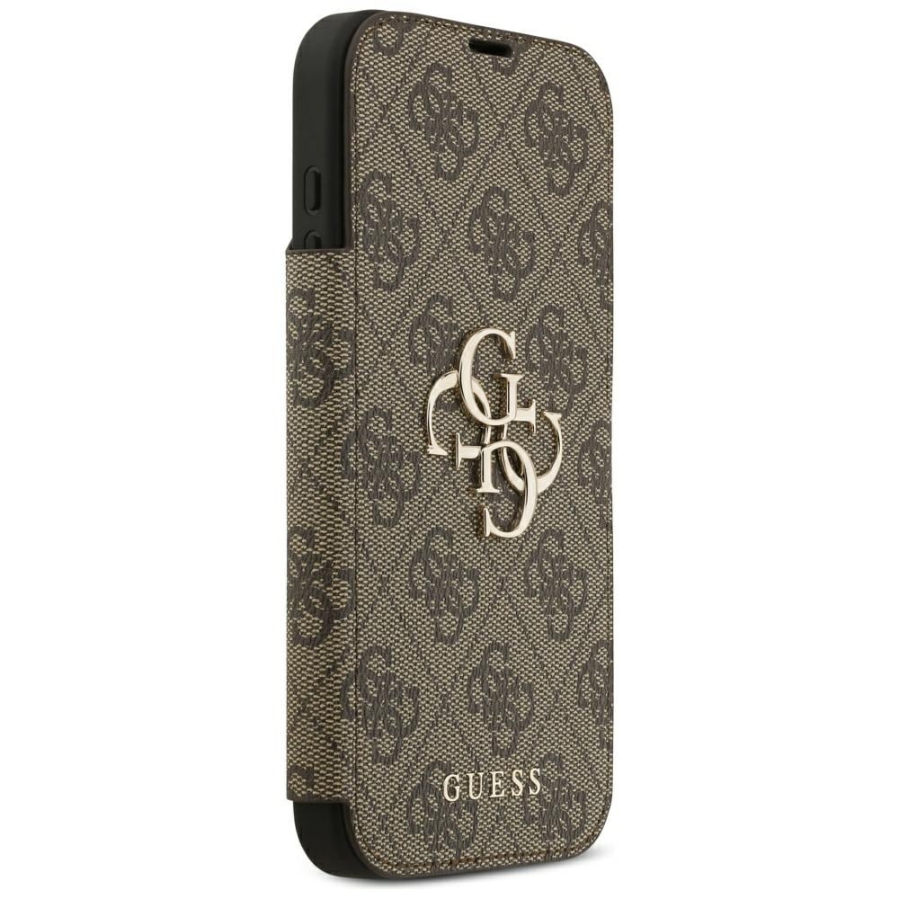 Guess Book 4G metal-logo-etui til iPhone 18 Pro Max / 17 Pro Max – brun