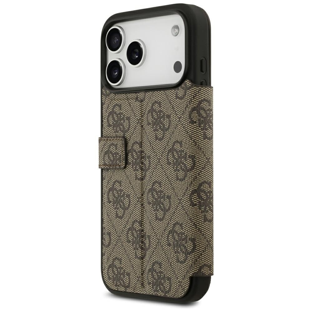 Guess Book 4G metal-logo-etui til iPhone 18 Pro Max / 17 Pro Max – brun