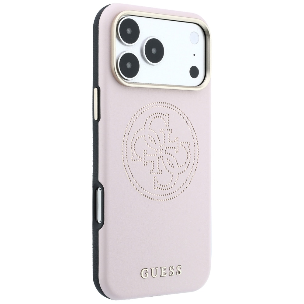 Guess Perforeret 4G-guldlogo Magsafe-etui til iPhone 17 Pro / 18 Pro – lyserød