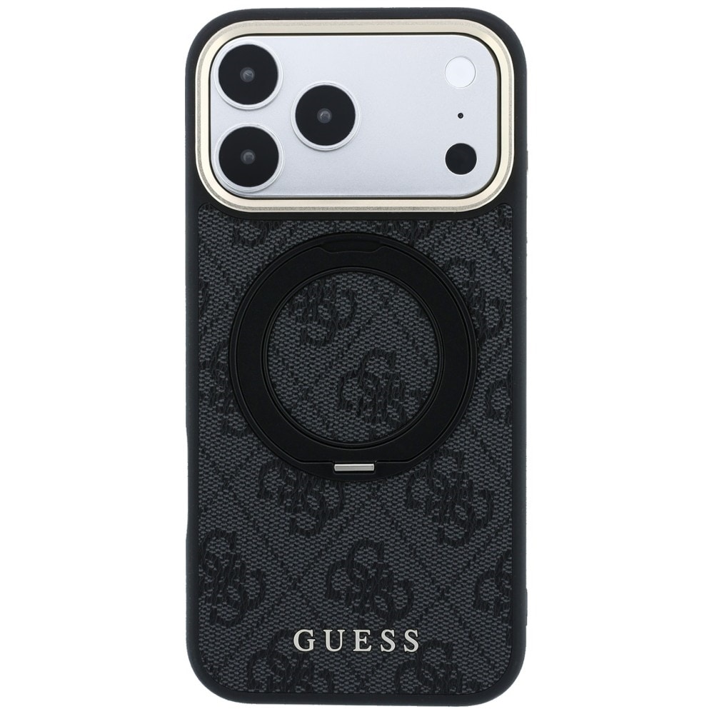 Guess Ring Stand 360 4G Classic Logo MagSafe-etui til iPhone 17 Pro / 18 Pro – Sort