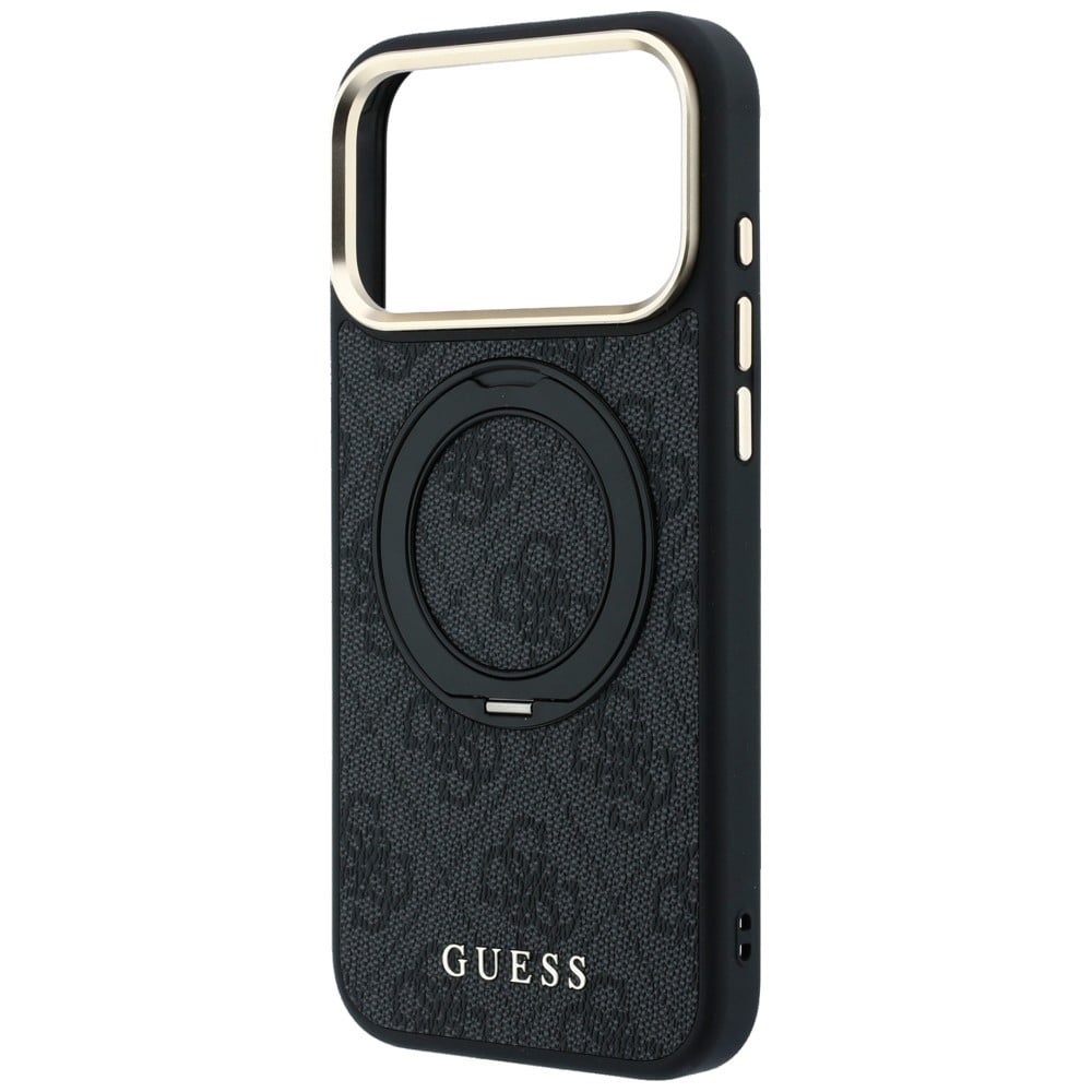 Guess Ring Stand 360 4G Classic Logo MagSafe-etui til iPhone 17 Pro / 18 Pro – Sort