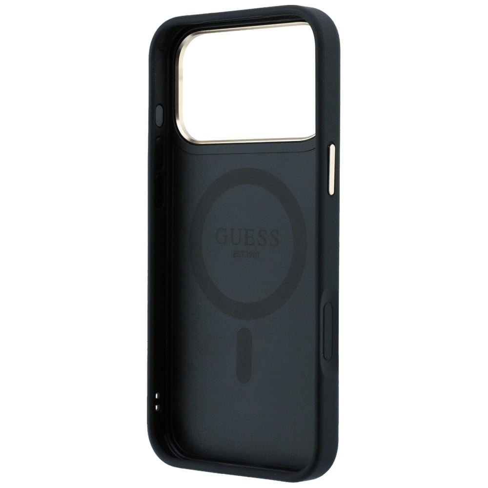 Guess Ring Stand 360 4G Classic Logo MagSafe-etui til iPhone 17 Pro / 18 Pro – Sort