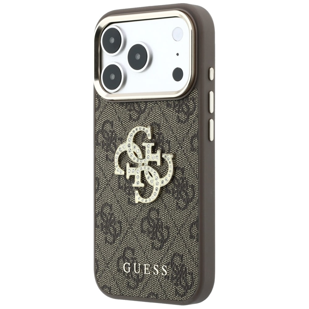 Guess 4G & Big Strass Logo-etui til iPhone 17 Pro Max / 18 Pro Max – Brun