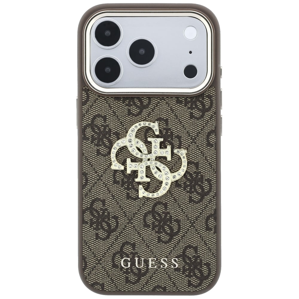 Guess 4G & Big Strass Logo-etui til iPhone 17 Pro Max / 18 Pro Max – Brun