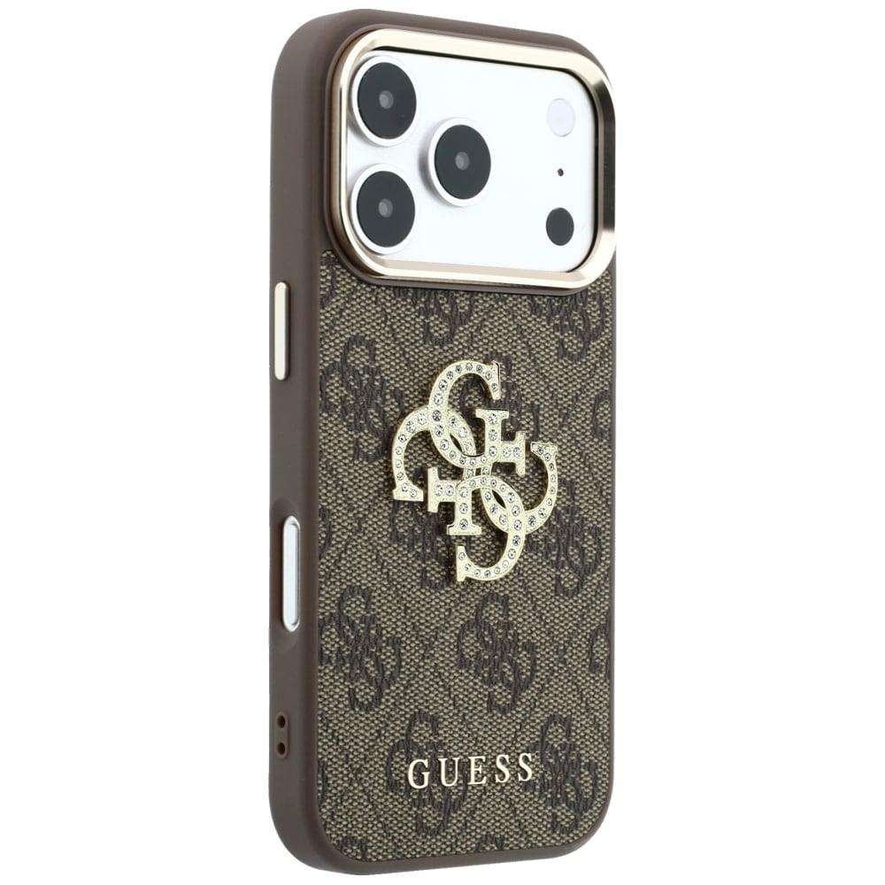 Guess 4G & Big Strass Logo-etui til iPhone 17 Pro Max / 18 Pro Max – Brun