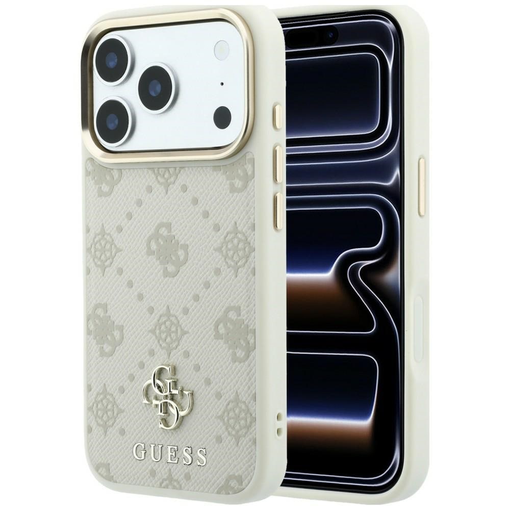 Guess Peony 4G MagSafe-etui med lille logo til iPhone 17 Pro Max / 18 Pro Max – beige