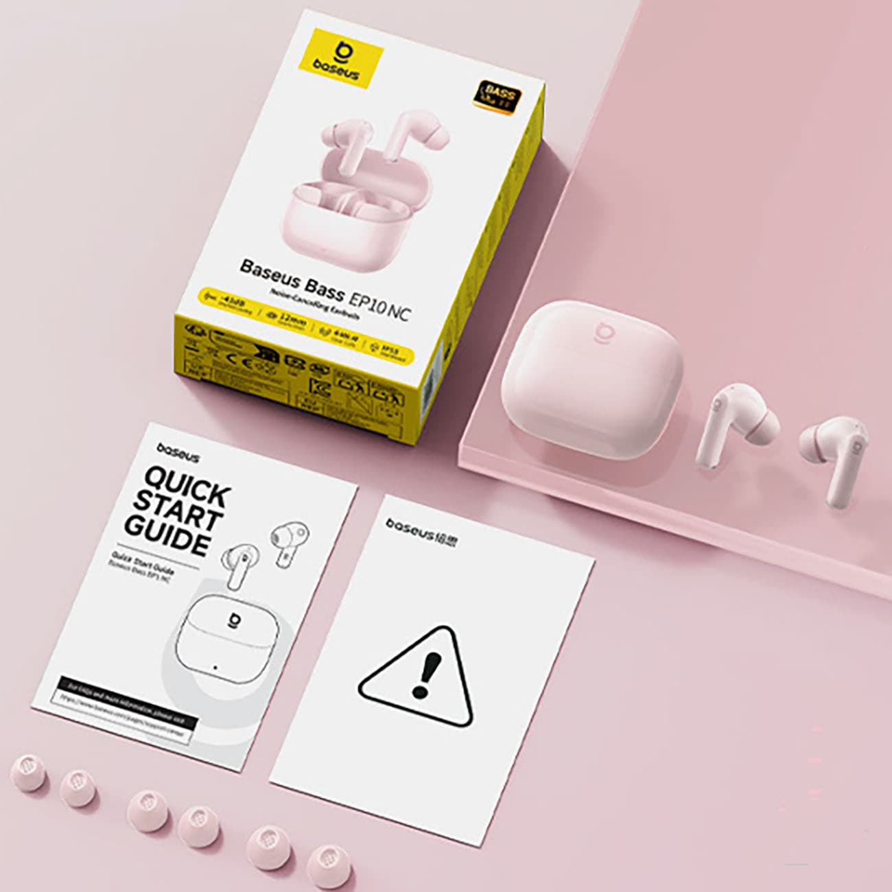 Baseus Bass EP10 TWS trådløse in-ear-hovedtelefoner med ANC – lyserød