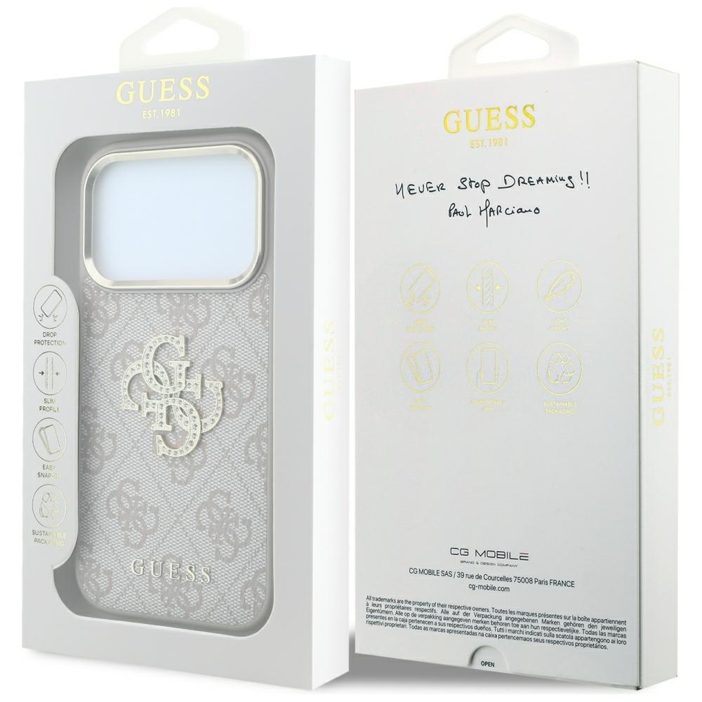 Guess 4G & Big Strass Logo-etui til iPhone 17 Pro / 18 Pro – lyserød