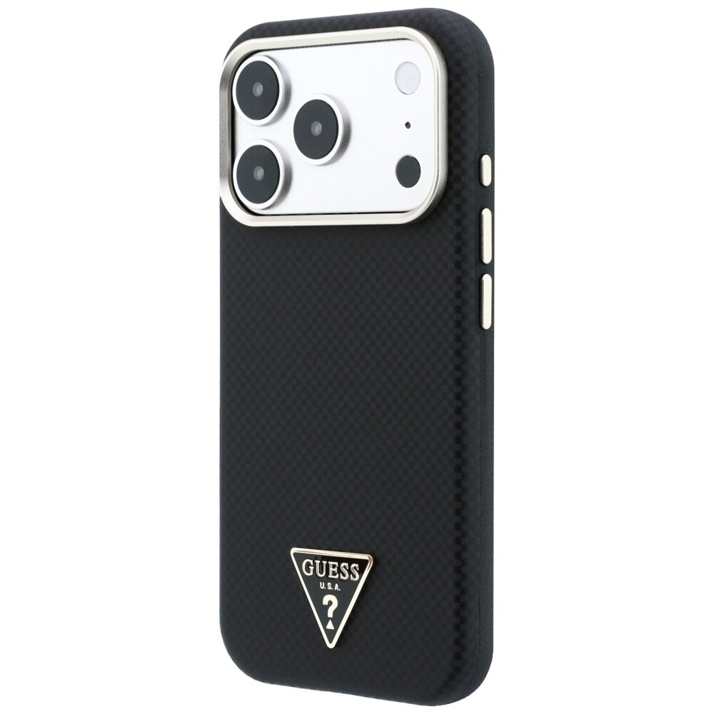 Guess Kevlar-etui med trekantet logo og MagSafe til iPhone 17 Pro / 18 Pro – Sort