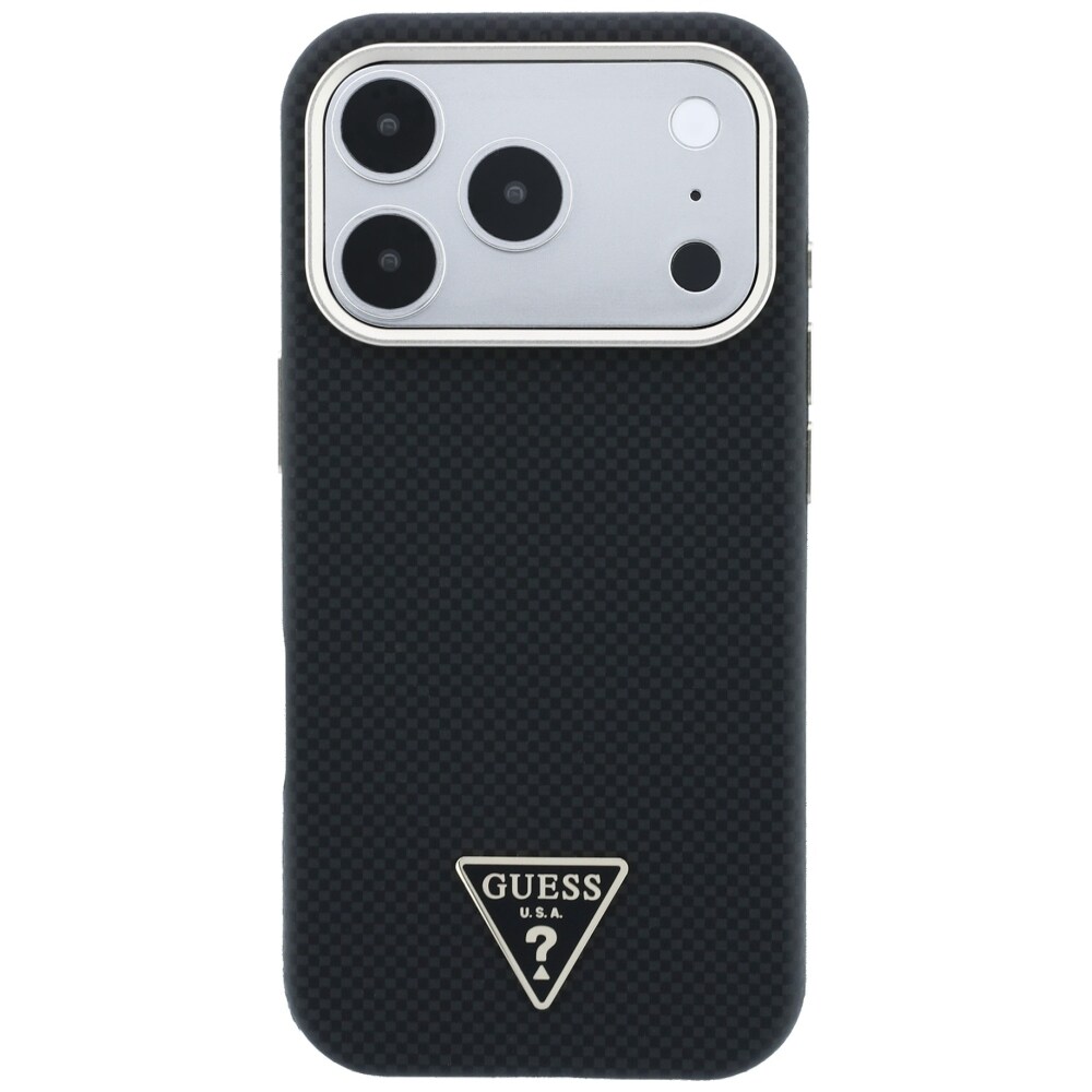 Guess Kevlar-etui med trekantet logo og MagSafe til iPhone 17 Pro / 18 Pro – Sort