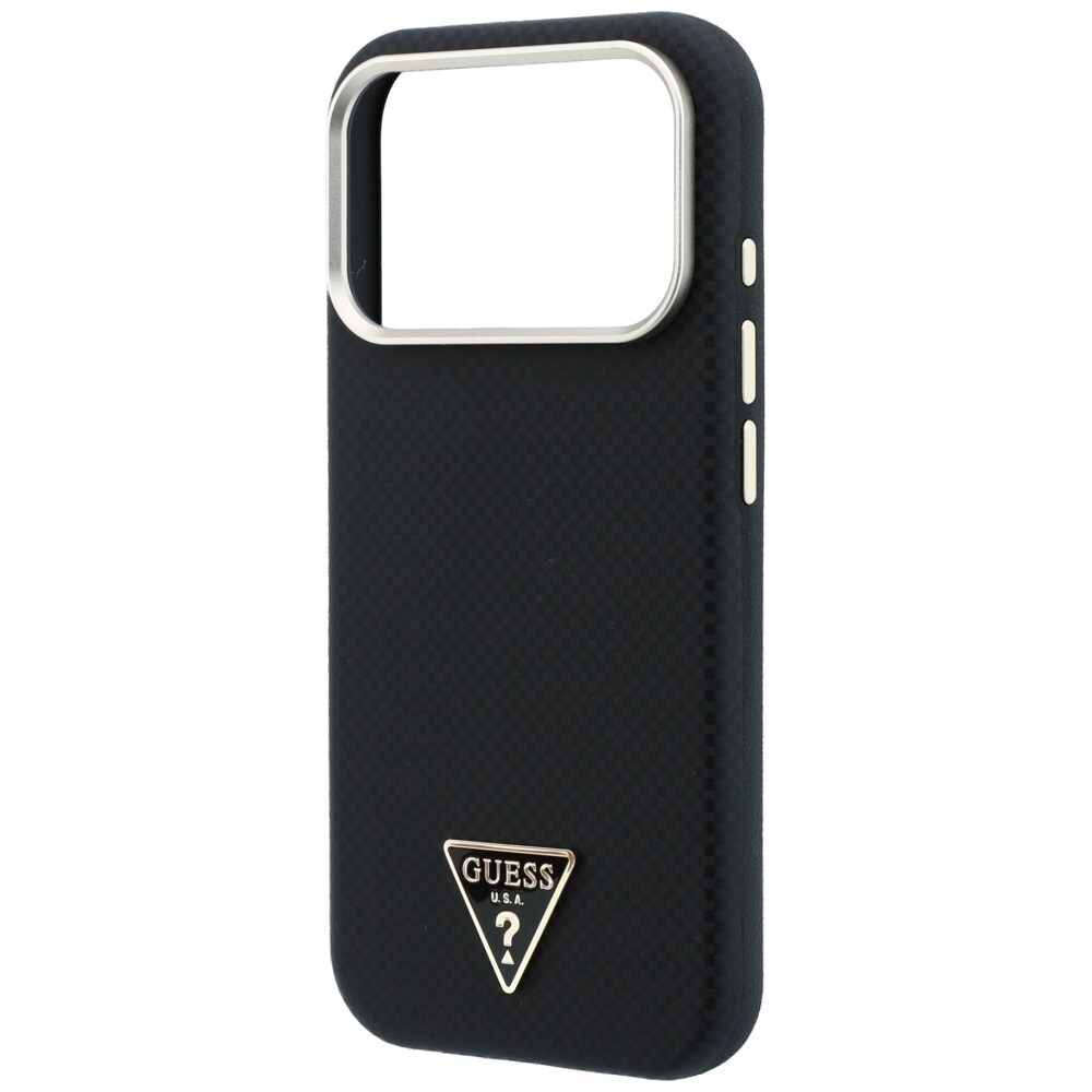 Guess Kevlar-etui med trekantet logo og MagSafe til iPhone 17 Pro / 18 Pro – Sort