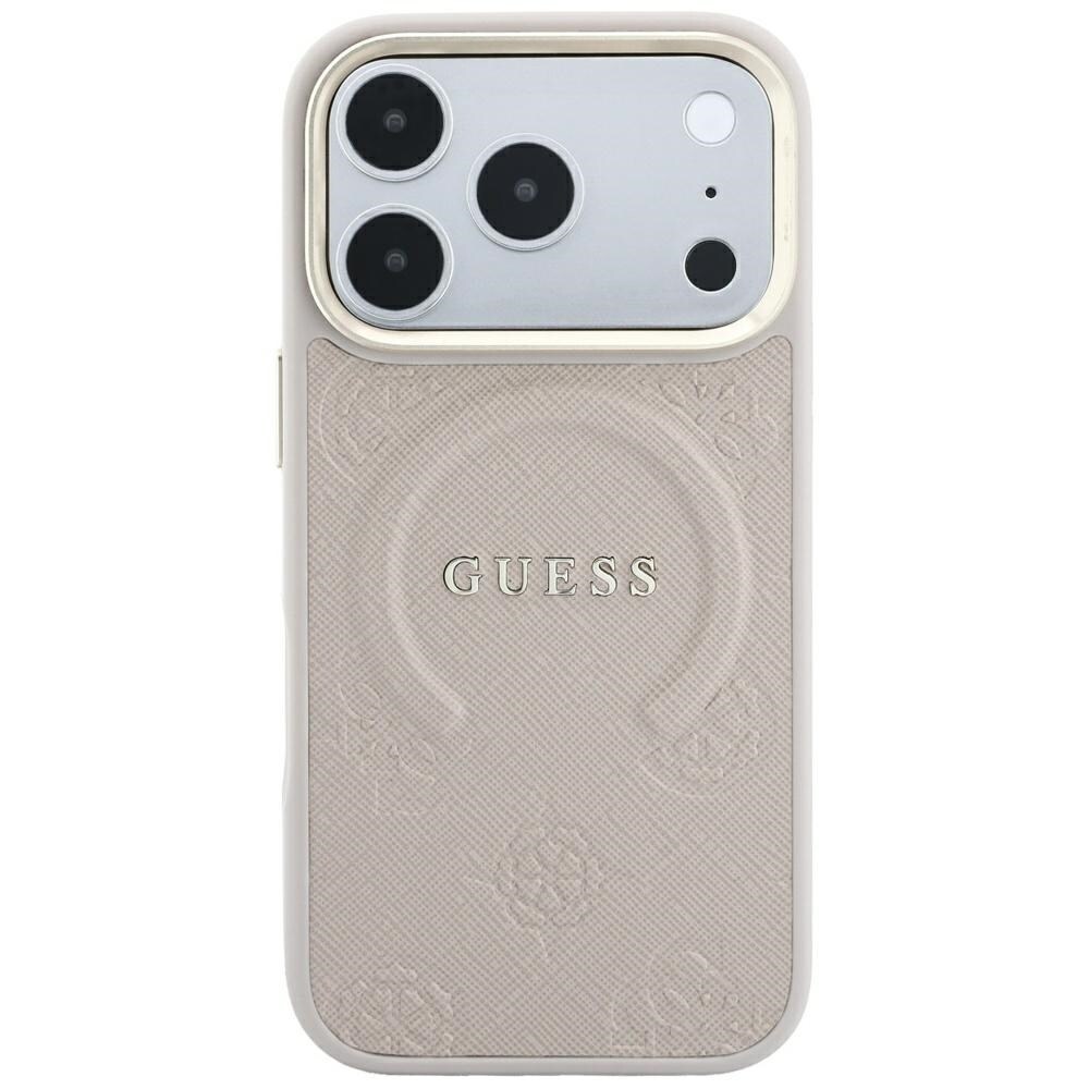 Guess Saffiano Peony & Ring MagSafe-etui til iPhone 17 Pro / 18 Pro – lyserød