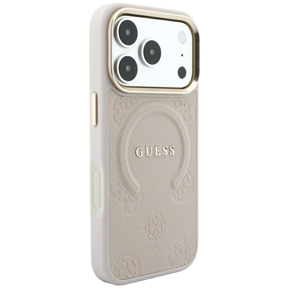 Guess Saffiano Peony & Ring MagSafe-etui til iPhone 17 Pro / 18 Pro – lyserød