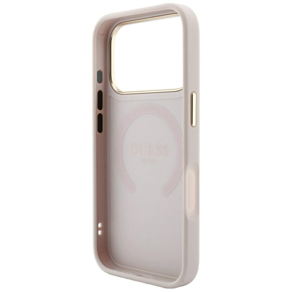 Guess Saffiano Peony & Ring MagSafe-etui til iPhone 17 Pro / 18 Pro – lyserød