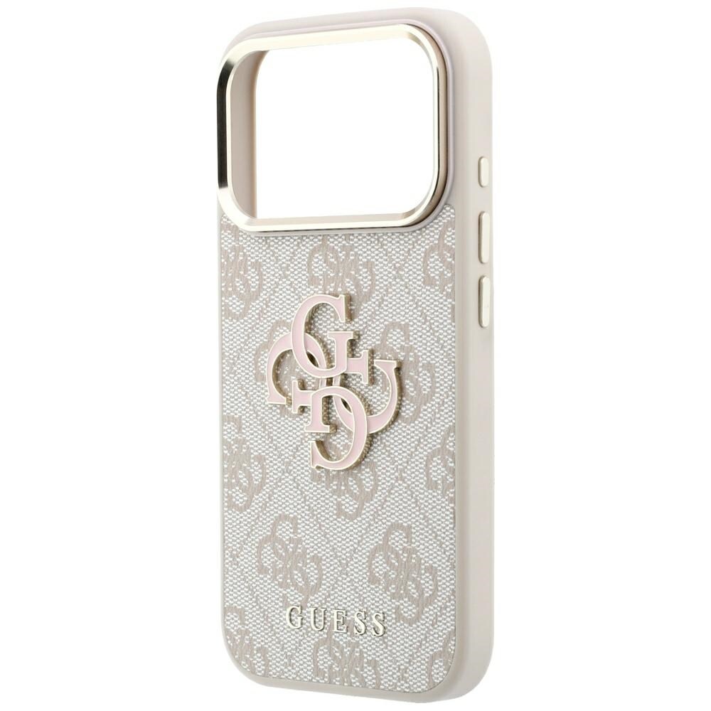 Guess 4G & Big Resin-logo-etui til iPhone 17 Pro Max / 18 Pro Max – lyserød